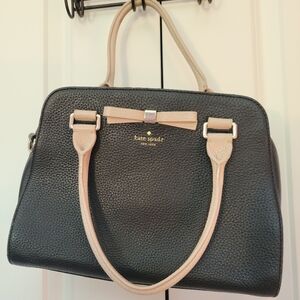 Kate Spade Henderson Street Black & Cream Leather Handled Purse with Bow